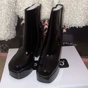 Patent Leather Platform Boots.